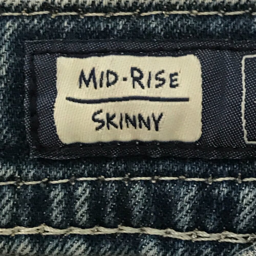 Miss Me Mid Rise Skinny Jeans Women 26 Blue Embellished Thick Stitch Studded - Picture 6 of 16